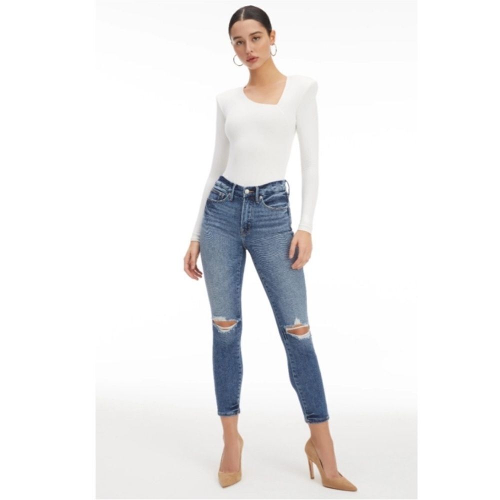 GOOD AMERICAN | NEW Good Legs Cigarette Style Distressed Jeans Women’s Size 25